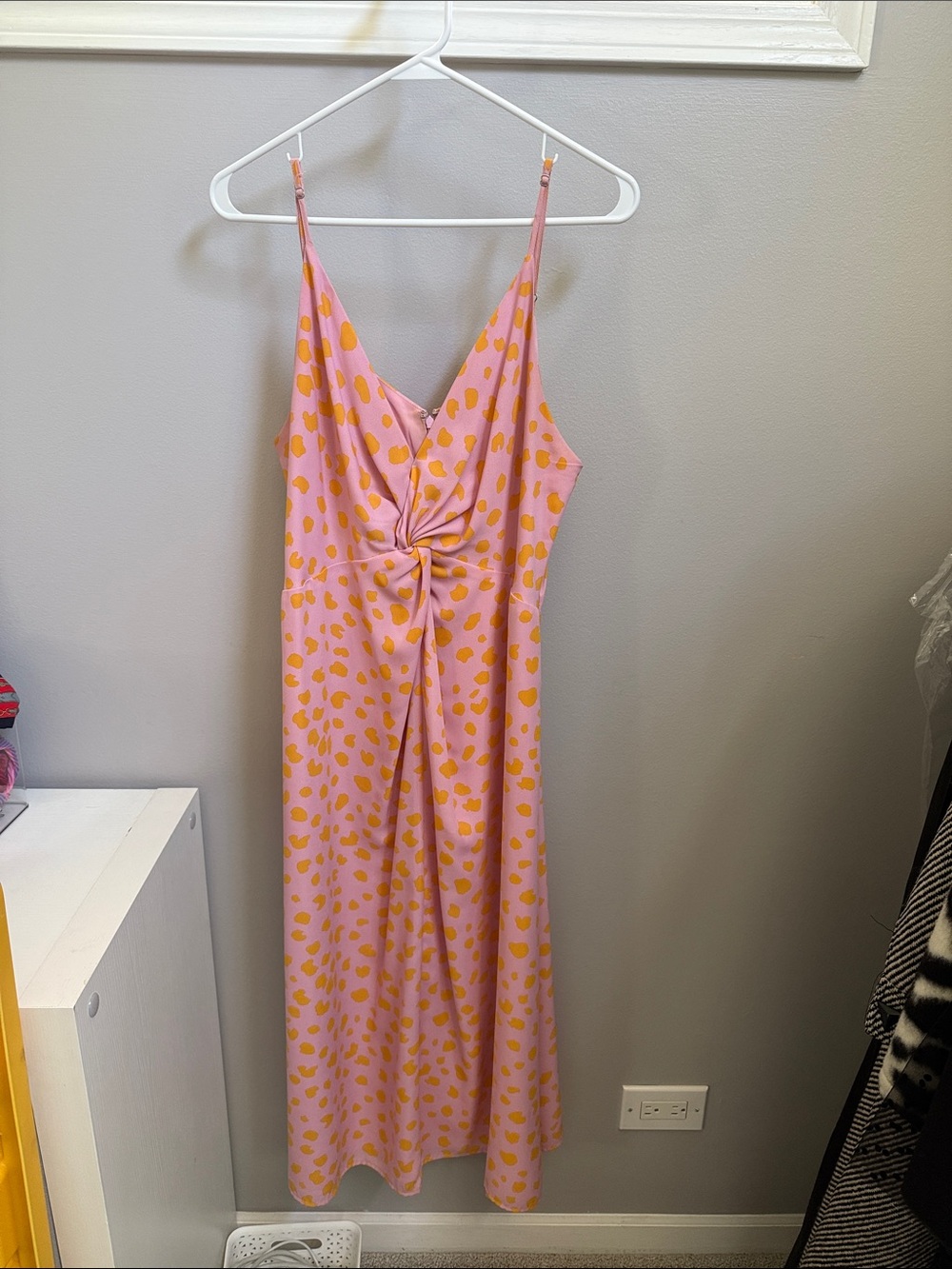 Leith Pink Maxi Dress with Yellow Spot Print